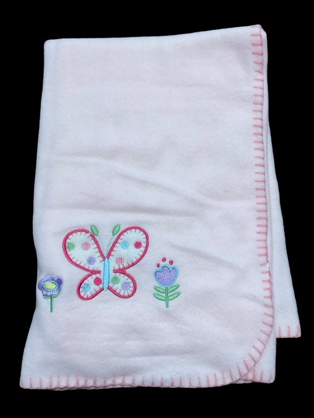 👣 10/$25  - Pink Fleece Baby Blanket w/ Butterfly Applique